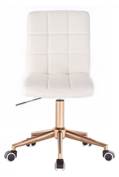 LuxuryForm DESIGN Stolička TOLEDO na zlatej podstave s kolieskami - biela
