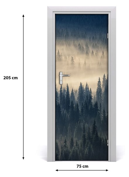 Fototapeta na dvere samolepiace hmla nad lesom 75x205 cm