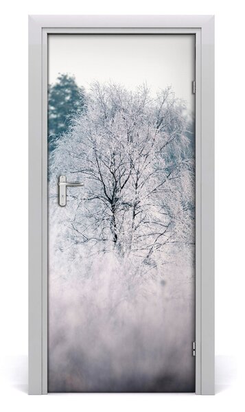 Fototapeta na dvere samolepiace les zima 85x205 cm