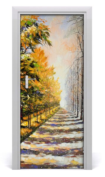 Fototapeta na dvere zima jeseň 85x205 cm