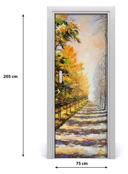 Fototapeta na dvere zima jeseň 75x205 cm