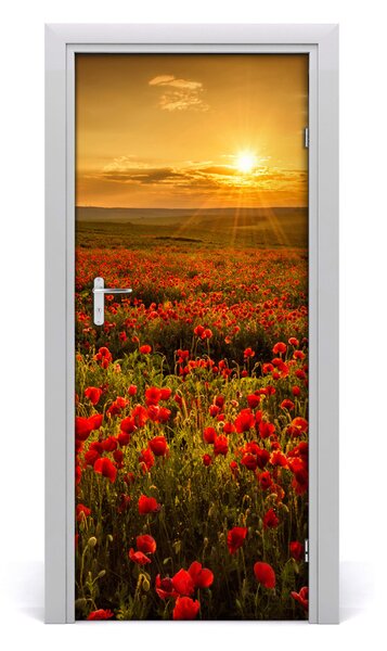 Fototapeta na dvere krajina pole makov 85x205 cm