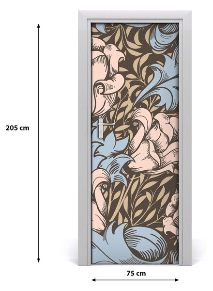 Samolepiace fototapety na dvere kvety a lístia 75x205 cm