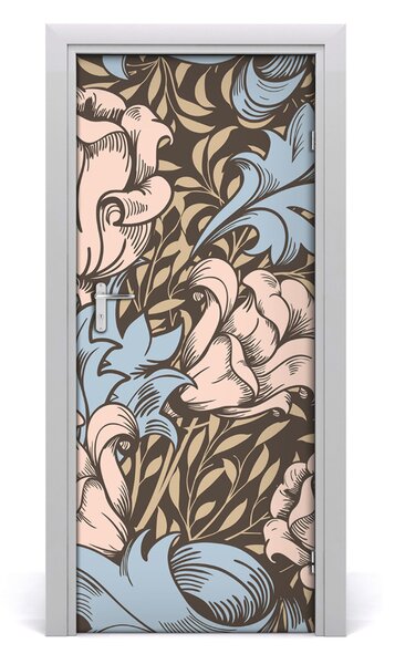 Samolepiace fototapety na dvere kvety a lístia 85x205 cm
