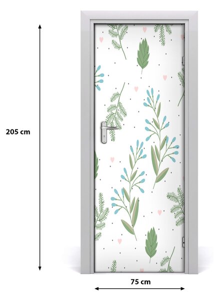 Samolepiace fototapety na dvere lístia a srdce 75x205 cm