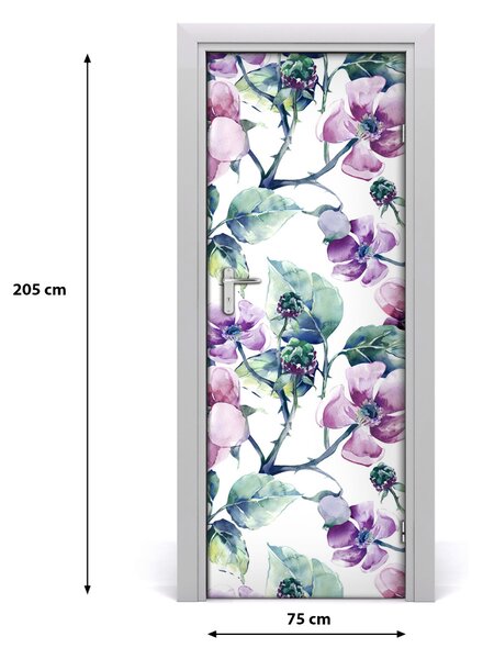 Samolepiace fototapety na dvere kvety černice 75x205 cm