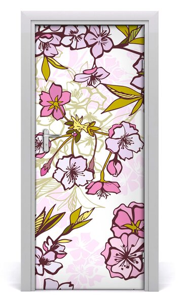 Samolepiace fototapety na dvere kvety višne 85x205 cm