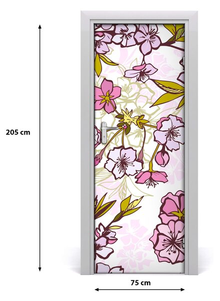 Samolepiace fototapety na dvere kvety višne 75x205 cm