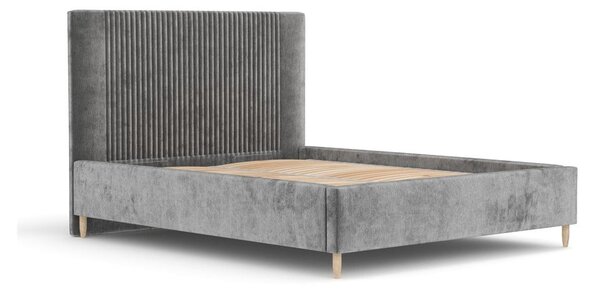 Sivá čalúnená dvojlôžková posteľ s úložným priestorom s roštom 140x200 cm Etero – Maison de Rêve