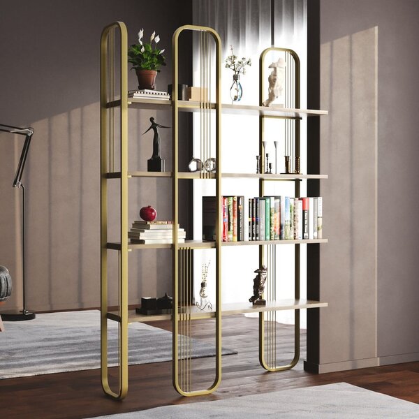 Regál v dekore borovice v zlatej farbe 125x180 cm Sierra – Kalune Design