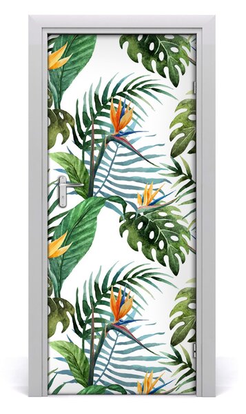 Samolepiace fototapety na dvere tropické lístia 85x205 cm