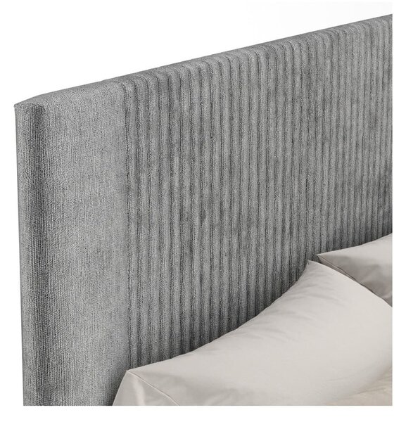 Sivá čalúnená dvojlôžková posteľ s úložným priestorom s roštom 140x200 cm Etero – Maison de Rêve