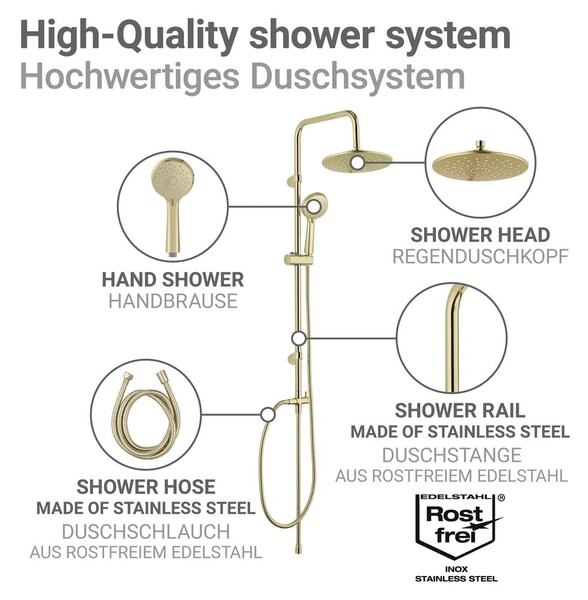 Matne zlatá sprchová súprava z nehrdzavejúcej ocele 101 cm Young Line – Wenko