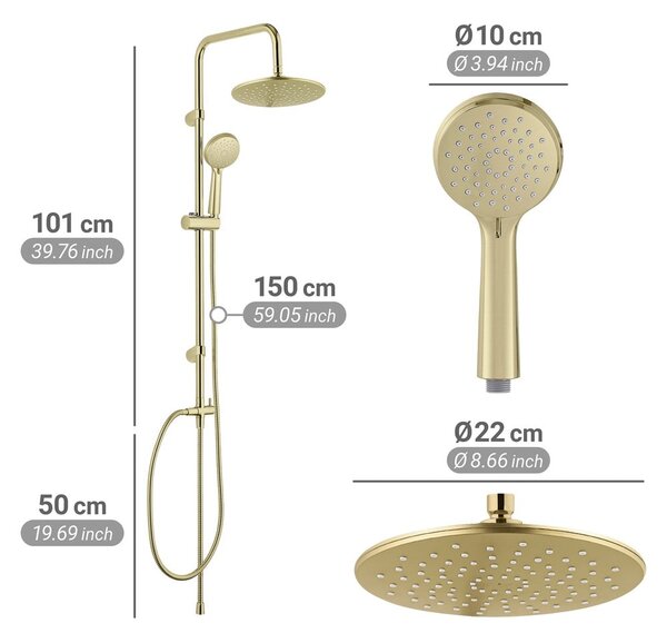 Matne zlatá sprchová súprava z nehrdzavejúcej ocele 101 cm Young Line – Wenko