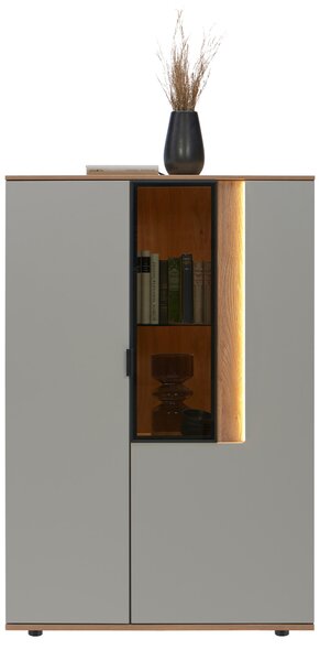 VYSOKÁ KOMODA, farba duba, svetlosivá, 92,9/136,6/42 cm Dieter Knoll - Komody