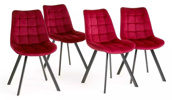 LuxuryForm DESIGN Stolička ORLEN VELUR - vínová - SET 4 ks