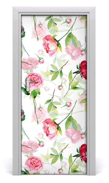 Samolepiace fototapety na dvere ruže a pivónie 85x205 cm