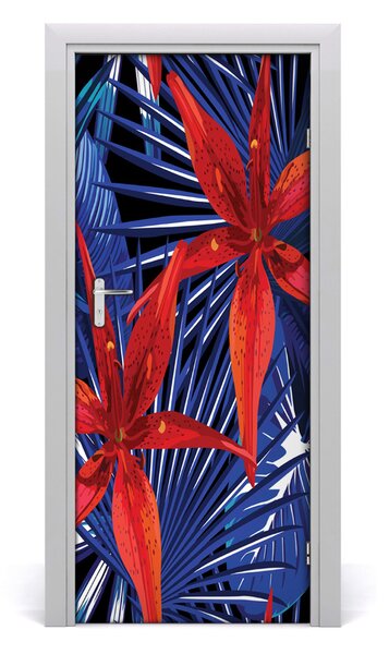 Samolepiace fototapety na dvere tropické kvety 85x205 cm