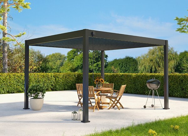 Ratanea Bioklimatická pergola POSITO 4x3m antracit - voľne stojaca dodanie: BEZ MONTÁŽE