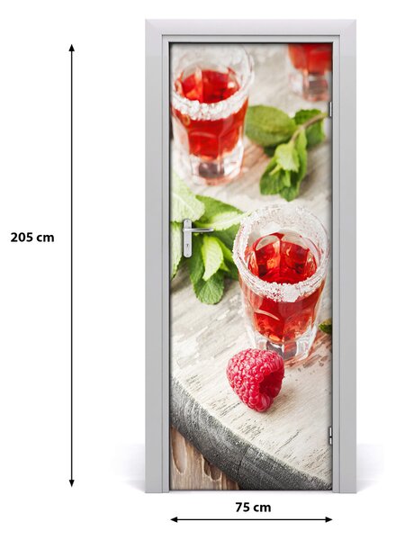 Samolepiace fototapety na dvere maliny a nápoje 75x205 cm