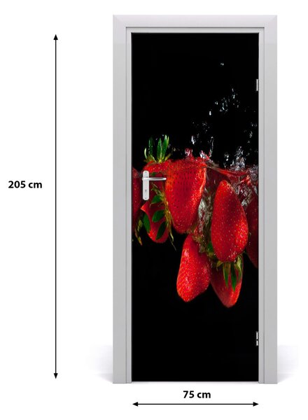 Fototapeta na dvere samolepiace jahody vo vode 75x205 cm