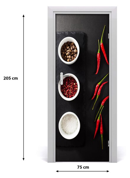Fototapeta dvere samolepiace korenie a paprika 75x205 cm