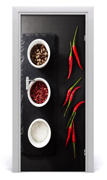 Fototapeta dvere samolepiace korenie a paprika 85x205 cm