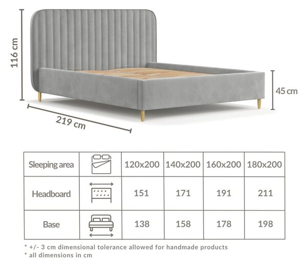 Sivá čalúnená dvojlôžková posteľ s úložným priestorom s roštom 160x200 cm Noto – Maison de Rêve