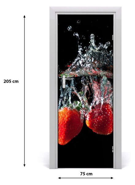 Fototapeta na dvere samolepiace jahody pod vodou 75x205 cm