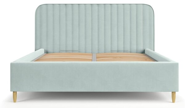 Čalúnená dvojlôžková posteľ v mentolovej farbe s úložným priestorom s roštom 160x200 cm Noto – Maison de Rêve