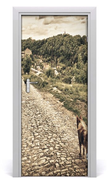 Samolepiace fototapety na dvere Dvaja psi kopec 85x205 cm