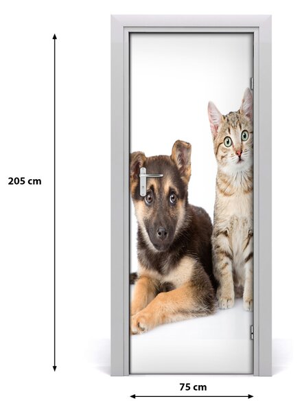 Samolepiace fototapety na dvere Pes a mačka 75x205 cm