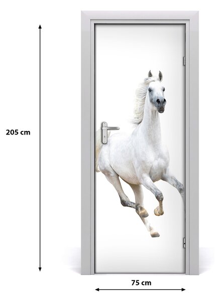 Samolepiace fototapety na dvere Biely kôň v cvale 75x205 cm