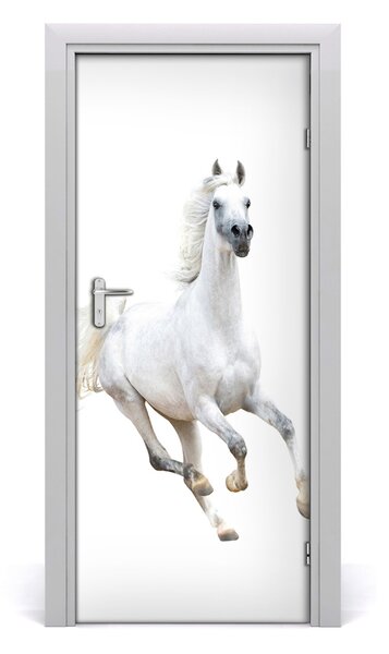 Samolepiace fototapety na dvere Biely kôň v cvale 85x205 cm