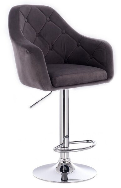 LuxuryForm Barová stolička ANDORA VELUR na striebornom tanieri - šedá