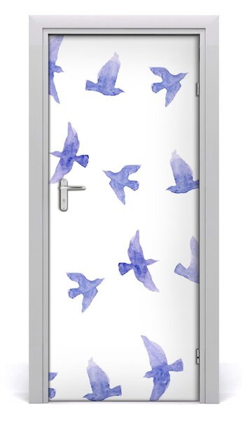 Samolepiace fototapety na dvere Modké lastovičky 85x205 cm