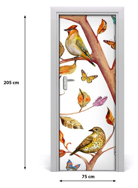 Samolepiace fototapety na dvere Motýle a lístia 75x205 cm