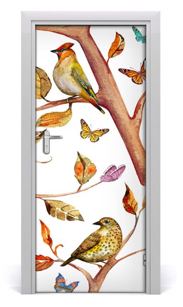Samolepiace fototapety na dvere Motýle a lístia 85x205 cm