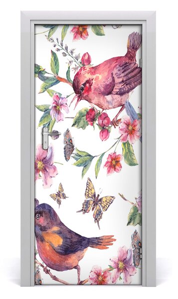Samolepiace fototapety na dvere motýle kvety 85x205 cm