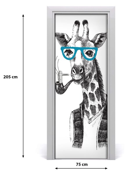 Samolepiace fototapety na dvere Žirafa s okuliarmi 75x205 cm