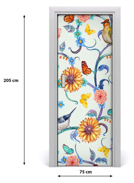 Samolepiace fototapety na dvere motýle kvety 75x205 cm