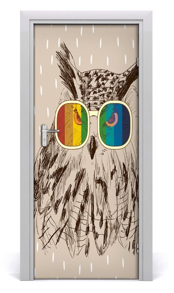 Samolepiace fototapety na dvere Sovy s okuliarmi 85x205 cm