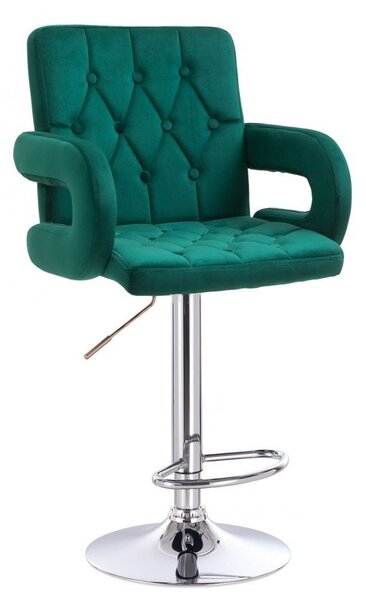 LuxuryForm DESIGN Barová stolička BOSTON VELUR na striebornom tanieri - zelená