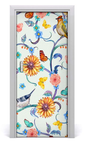 Samolepiace fototapety na dvere motýle kvety 85x205 cm