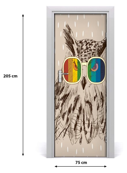 Samolepiace fototapety na dvere Sovy s okuliarmi 75x205 cm