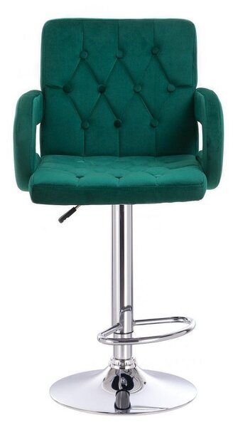 LuxuryForm DESIGN Barová stolička BOSTON VELUR na striebornom tanieri - zelená
