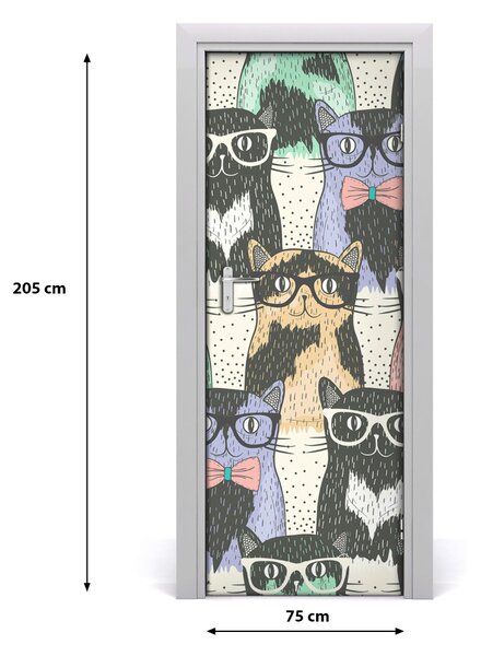 Samolepiace fototapety na dvere Mačky v okuliaroch 75x205 cm
