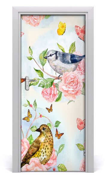 Samolepiace fototapety na dvere motýle kvety 85x205 cm