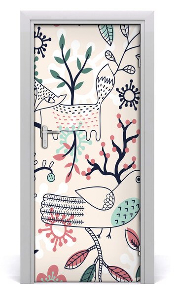 Samolepiace fototapety na dvere Zvieratá a kvety 85x205 cm