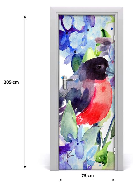 Samolepiace fototapety na dvere Vtáky a kvety 75x205 cm
